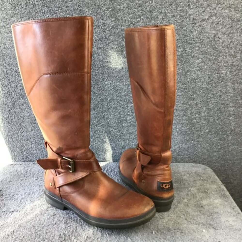UGG Evanna Stout Women's Tall‎ Boot Sz 7 Leather Waterproof Fleece Lined